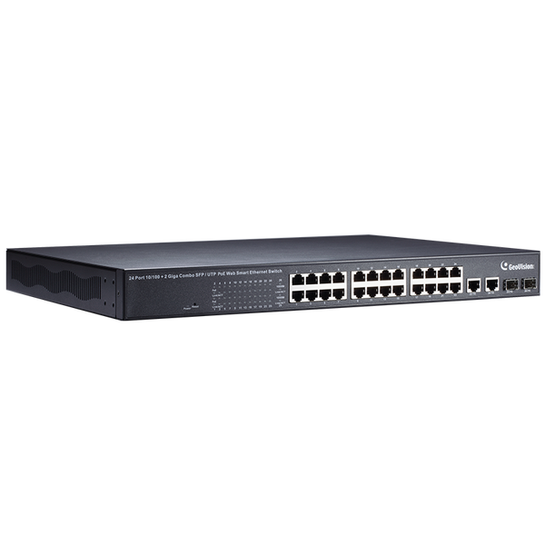 Fast Ethernet Managed PoE+ GEOVISION™ GV-POE2401 24-Port PoE+ (+2TP/SPF Combo) Switch - 400W [84-POE2401-201D]