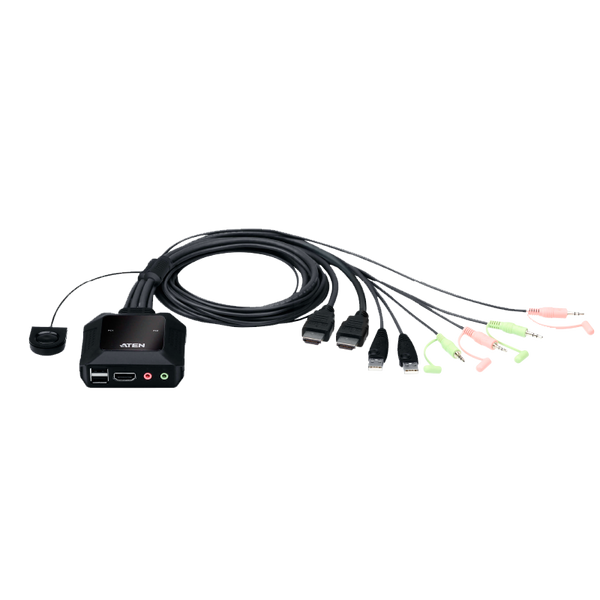 2-Port USB 4K HDMI Cable KVM ATEN™ Switch with Remote Port Selector [CS22H-AT]